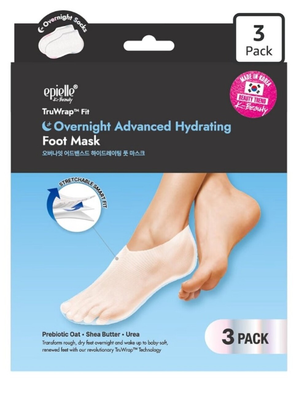 TruWrap Fit Overnight Advanced Hydrating Foot Mask - 3 Pack